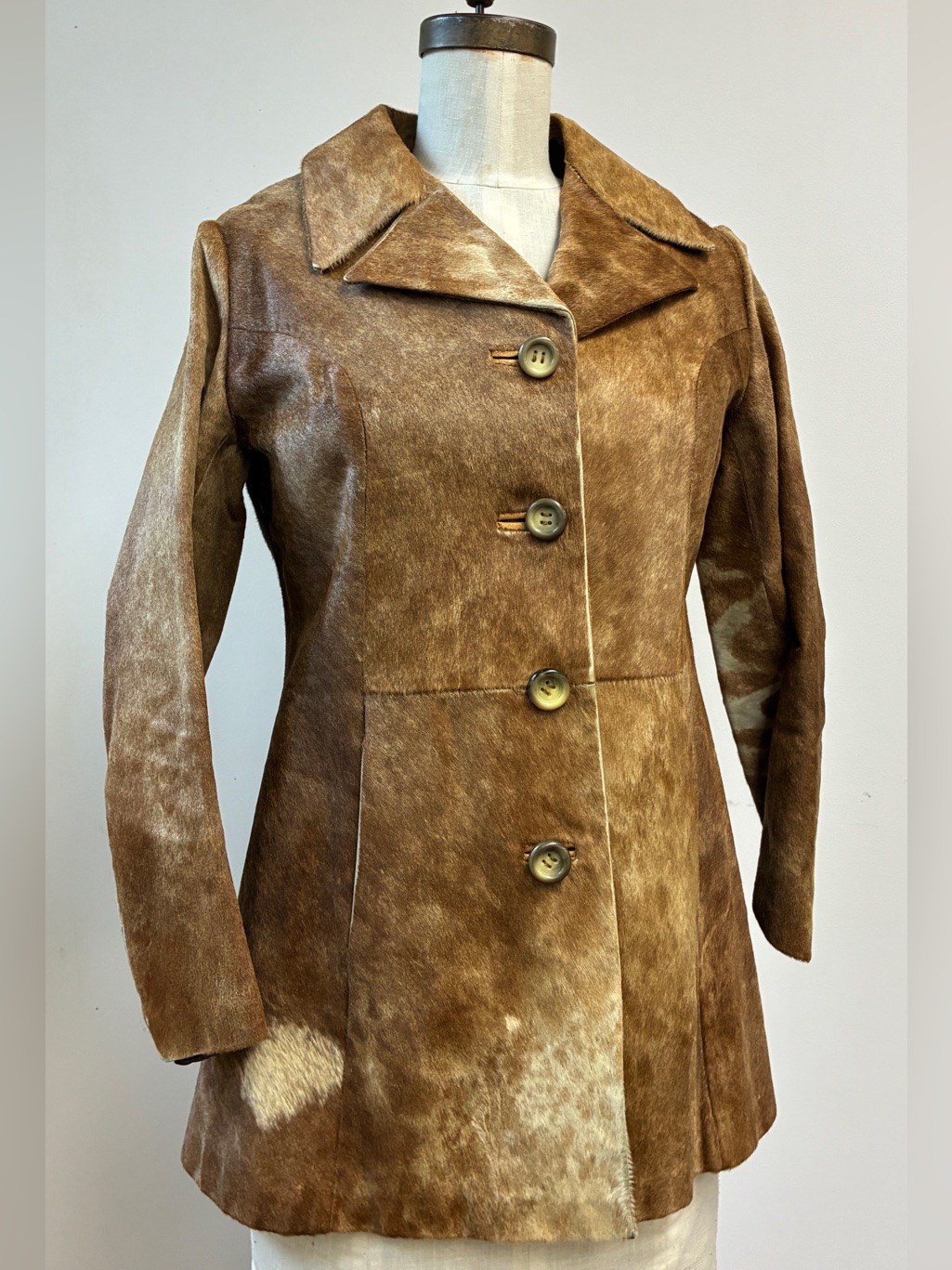 Women's Vintage Goat-Hair Jacket Small Handmade Lined 70s Spain Skin Leather